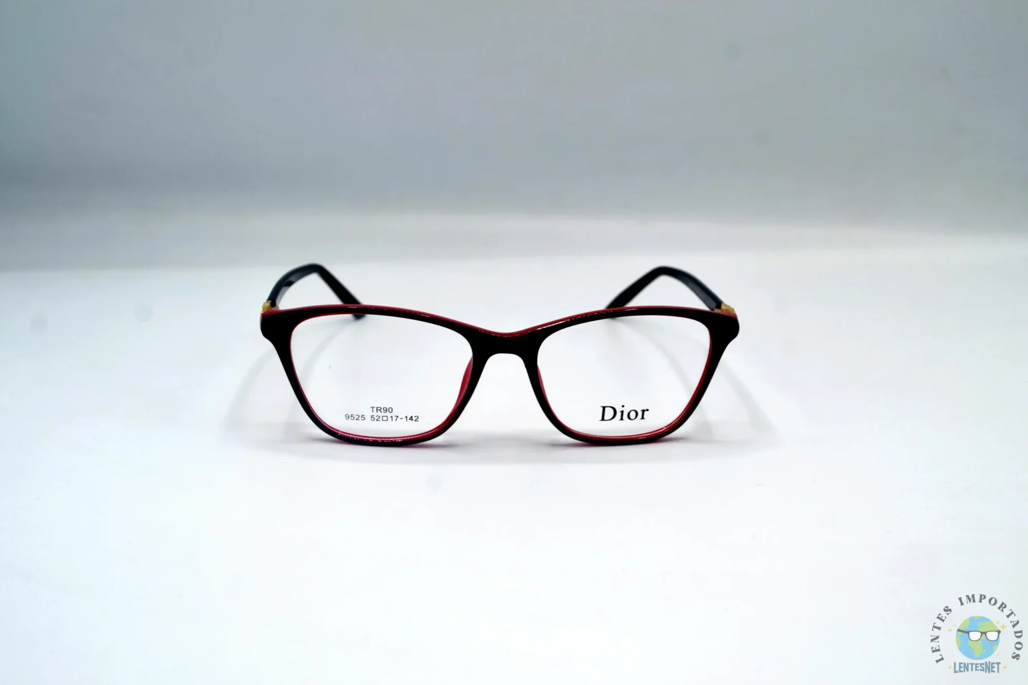 Dior | Lentes Marca Dior Color Negro Brillante y Rojo 9525 C6 | Modelo: Dior 9525 C6 Color: Negro Brillante y Rojo