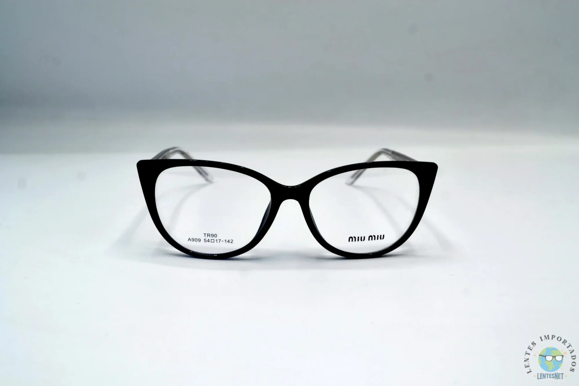 Miu Miu | Lentes Marca Miu Miu Color Negro Brillante A909 C1 | Modelo: MIU MU A909 C1 Color: Negro Brillante